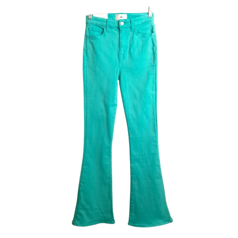 7‎ FOR ALL MANKIND Ultra High Rise Skinny Boot Flared Pants Green Size 26